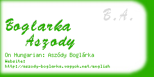 boglarka aszody business card